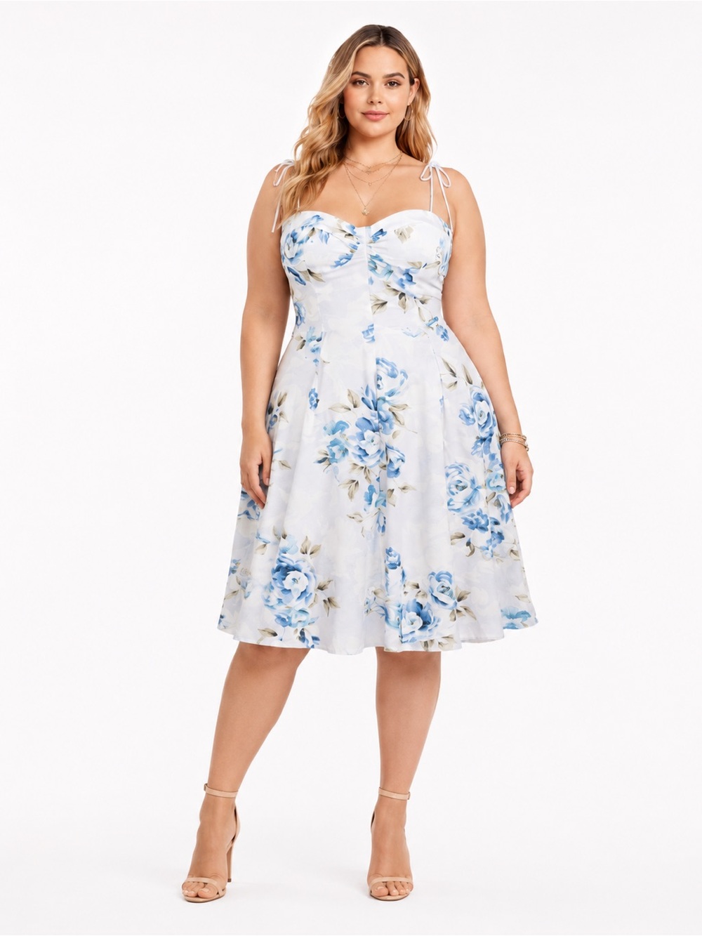 Willow Raissa Fit & Flare Floral Bustier Midi Dress Size Large